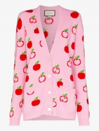 Gucci Apple Knit Wool Cardigan in pink – fun knitwear