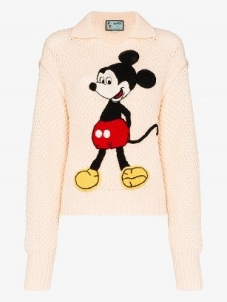 Gucci Mickey Mouse Embroidered Sweater in beige - flipped