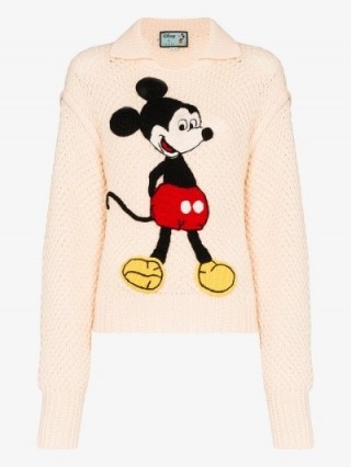 Gucci Mickey Mouse Embroidered Sweater in beige