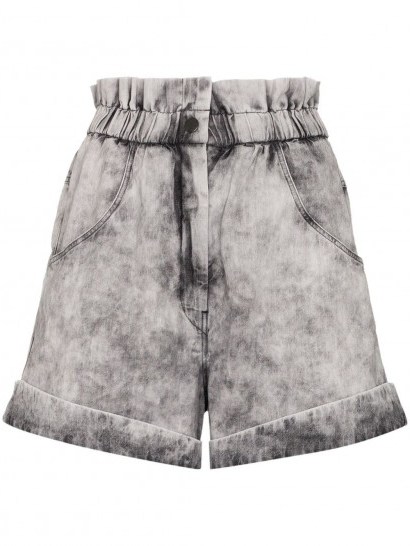 ISABEL MARANT ÉTOILE acid-wash denim shorts | paperbag waist - flipped