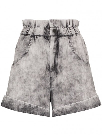 ISABEL MARANT ÉTOILE acid-wash denim shorts | paperbag waist