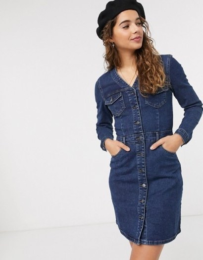 JDY fitted denim dress in blue | casual dresses - flipped