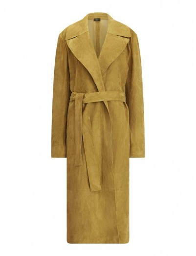 JOSEPH June Suede Coat in Khaki ~ luxe belted coats - flipped