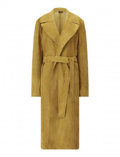 JOSEPH June Suede Coat in Khaki ~ luxe belted coats
