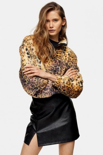 Topshop Leopard Print Fleece Top / snugly cropped fleeces - flipped