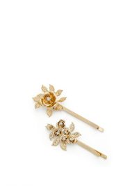 ROSANTICA Lirica crystal-embellished floral hair clips