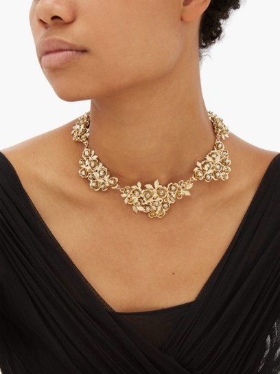 ROSANTICA Lirica crystal-embellished rose necklace | gold-tone statement necklaces