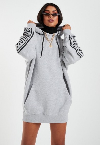 lissy roddy x missguided grey graphic hoodie dress - flipped