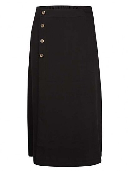 OLIVER BONAS Luxe Button Black Midi Skirt - flipped