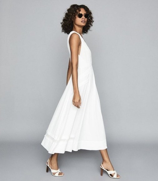 REISS MARCELLA SPLIT FRONT BEACH DRESS WHITE ~ feminine vacation wardrobe - flipped