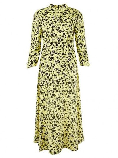 OLIVER BONAS Martha Yellow Floral Print Midi Dress - flipped