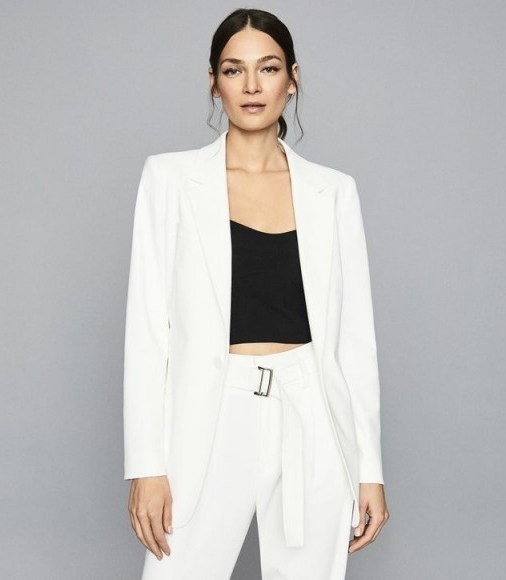 Reiss MIA FLUID SINGLE BREASTED BLAZER WHITE – suit jackets - flipped