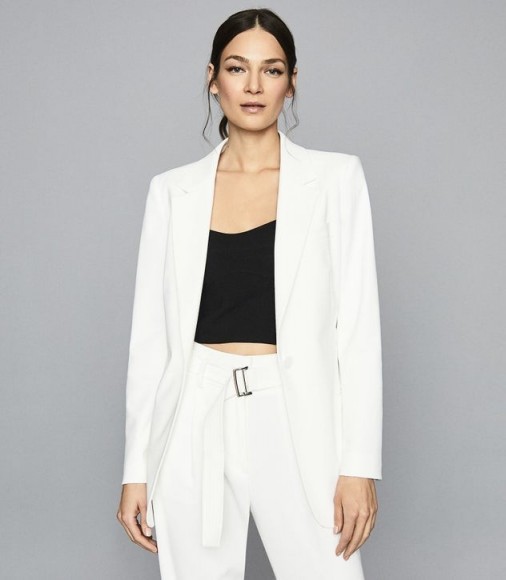 Reiss MIA FLUID SINGLE BREASTED BLAZER WHITE – suit jackets