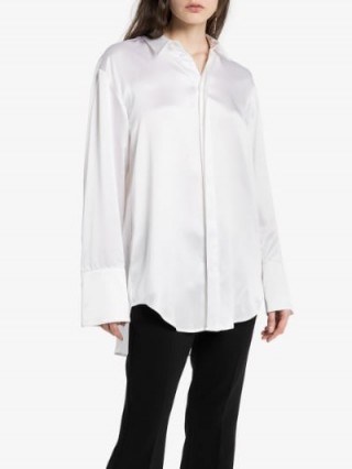 Michael Lo Sordo Button-Down Silk Shirt White – simple luxury – effortless style - flipped