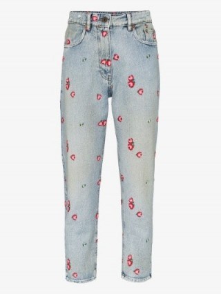 Miu Miu Embroidered Floral Tapered Jeans in light blue - flipped