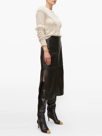 ALTUZARRA Mooney panelled black leather midi skirt - flipped