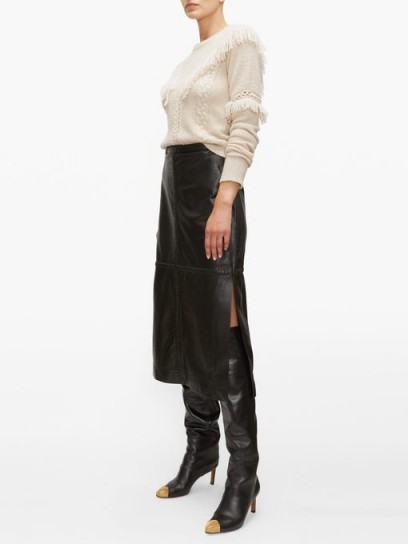 ALTUZARRA Mooney panelled black leather midi skirt