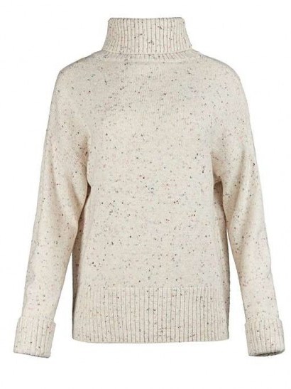 OLIVER BONAS Nepped Ivory High Neck Knitted Jumper | neutral knits - flipped