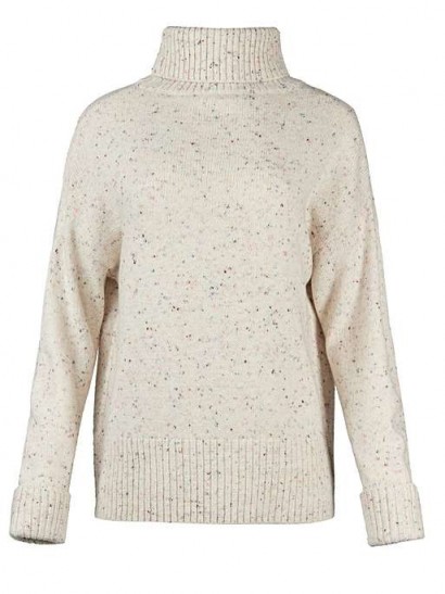 OLIVER BONAS Nepped Ivory High Neck Knitted Jumper | neutral knits