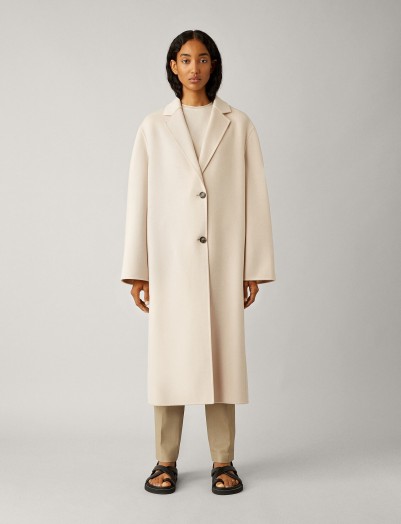 JOSEPH Newman Double Face Cashmere Coat in Rosewater / relaxed fit overcoats / luxury coats