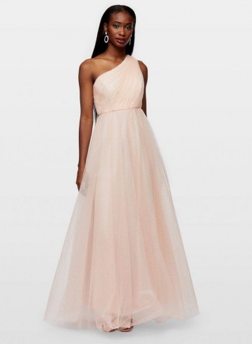 Miss Selfridge Nude One Shoulder Tulle Maxi Dress – party princess