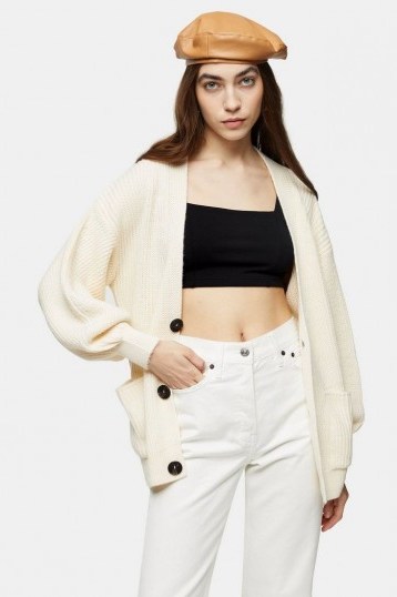 Topshop Oat Midi Knitted Cardigan | neutral knits - flipped