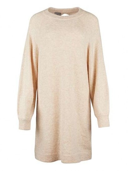 OLIVER BONAS Oatmeal Open Back Knitted Jumper Dress | neutral sweater dresses - flipped