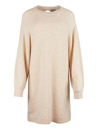 OLIVER BONAS Oatmeal Open Back Knitted Jumper Dress | neutral sweater dresses