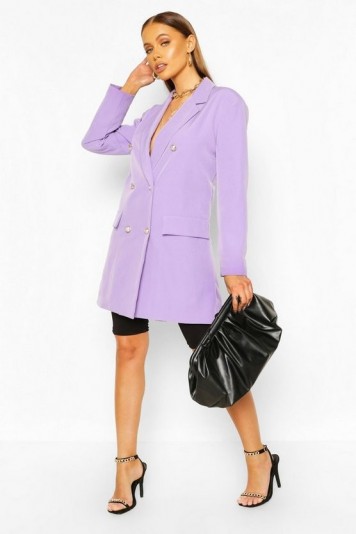 boohoo Oversize Double Breasted Blazer in lilac – jacket – longline