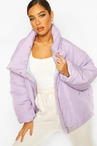 boohoo Lilac Oversized Puffer Jacket