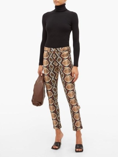 BURBERRY Ozie python-print skinny jeans in beige - flipped