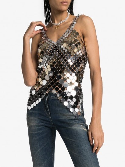 PACO RABANNE metallic disc chain top – evening glamour - flipped