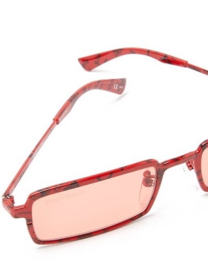 BALENCIAGA Paris-print rectangular acetate sunglasses in red / designer eyewear