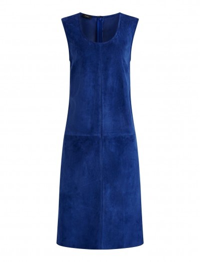 JOSEPH Patty Suede Dress in Klein ~ blue sleeveless dresses - flipped