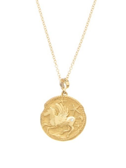 AZLEE Pegasus diamond & 18kt gold necklace / luxury disc pendant