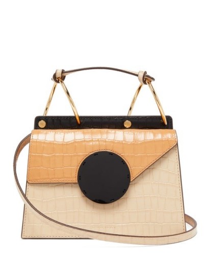 DANSE LENTE Phoebe Bis crocodile-effect leather bag in beige – colourblock handbag