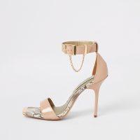 River Island Pink patent barely there heeled sandals | ankle strap heels