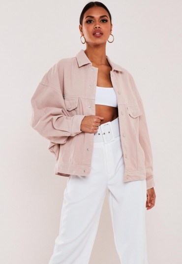 MISSGIUIDED pink 80s batwing oversized denim jacket - flipped