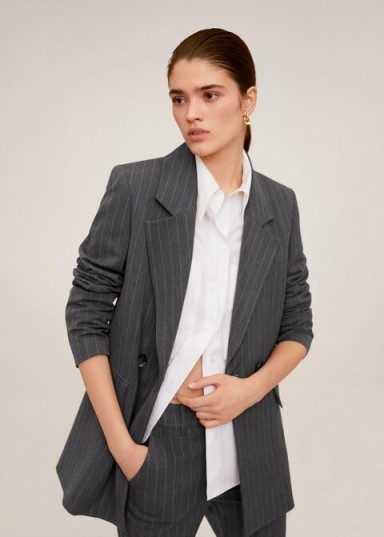 MANGO Pinstripe suit blazer in grey REF. 67082902-DIPLO-I-LM – striped jacket