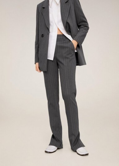 MANGO Pinstripe suit pants in grey REF. 67042903-DIPLO-I-LM – striped trousers - flipped