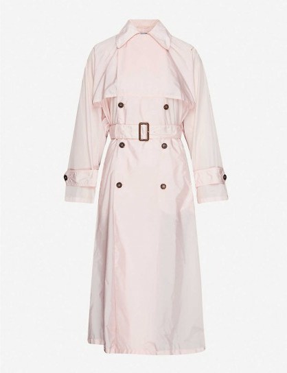 PRADA Belted shell trench coat in Opaline – candy coloured coats - flipped