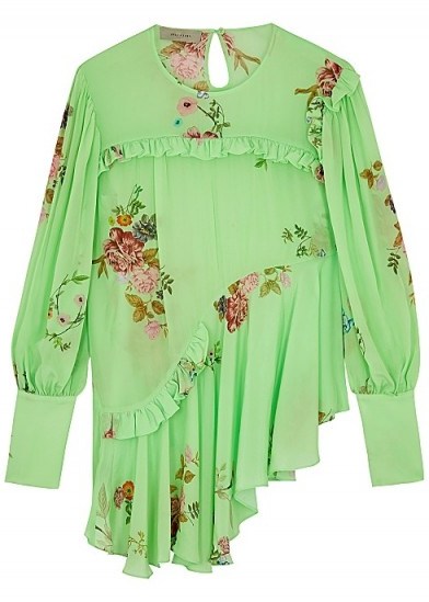 PREEN LINE Kapona floral-print crepe de chine blouse in green - flipped