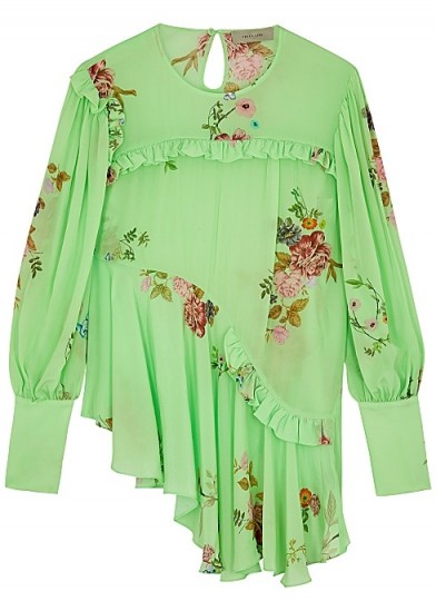 PREEN LINE Kapona floral-print crepe de chine blouse in green