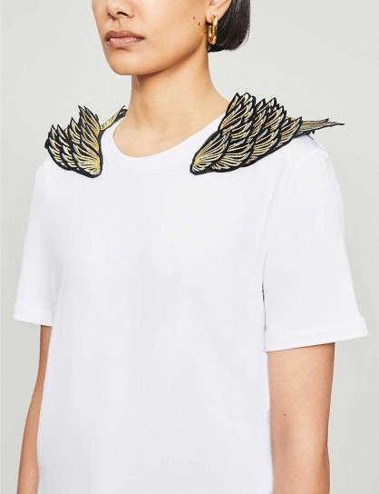 RAGYARD Golden Wing embroidered cotton T-shirt in white