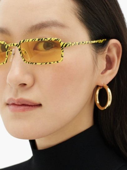 BALENCIAGA Rectangular yellow and black tiger-print metal sunglasses