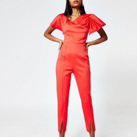 RIVER ISLAND Red sleeveless tapered leg jumpsuit - flipped