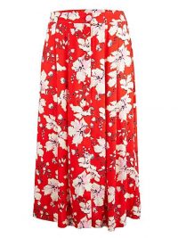 OLIVER BONAS Red Wildflower Button Through Midi Skirt | bright floral skirts