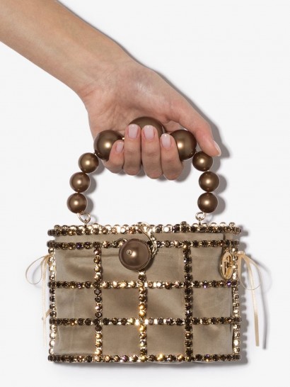 ROSANTICA Holli crystal bracelet bag / small luxe top handle bags