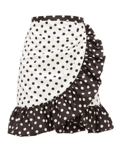 RODARTE Ruffled polka-dot skirt in white ~ frill trimmed skirts