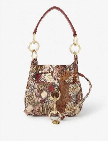 SEE BY CHLOE Tony snake-effect leather shoulder bag in Powder - flipped